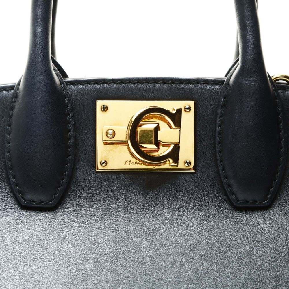 Salvatore Ferragamo Gancini canvas handbag in black - Picture 8 of 13